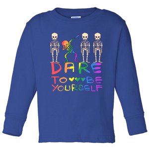 Dare To Be Yours Lgbtq+ Pride Awareness Movet Gift Toddler Long Sleeve Shirt