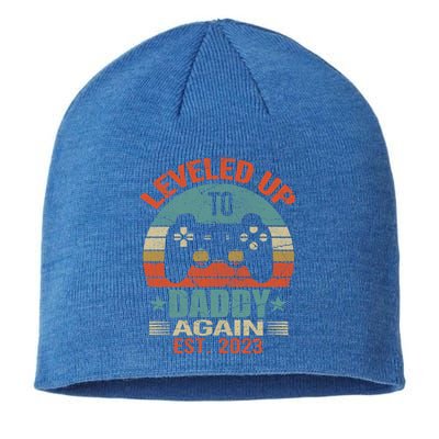 Daddy To Be Again Funny Gift Leveled Up To Daddy Gift Cute Gift Sustainable Beanie