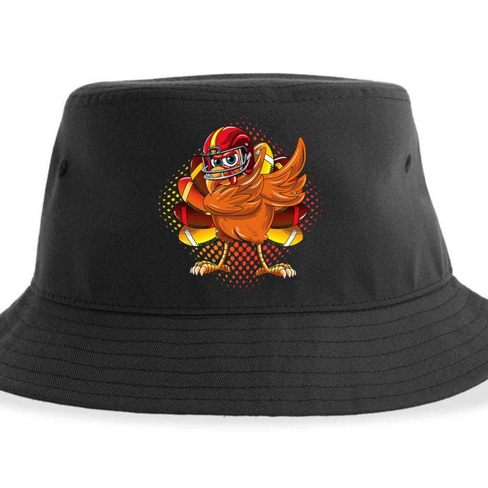 Dabbing Turkey Bowl Football Thanksgiving Sustainable Bucket Hat