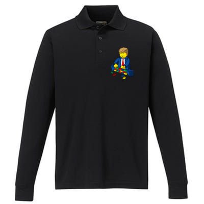 Donald Trump Build A Wall Performance Long Sleeve Polo