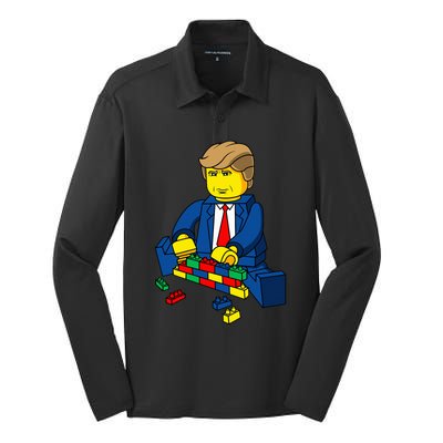 Donald Trump Build A Wall Silk Touch Performance Long Sleeve Polo