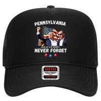 Donald Trump Butler Pennsylvania Never Forget High Crown Mesh Back Trucker Hat