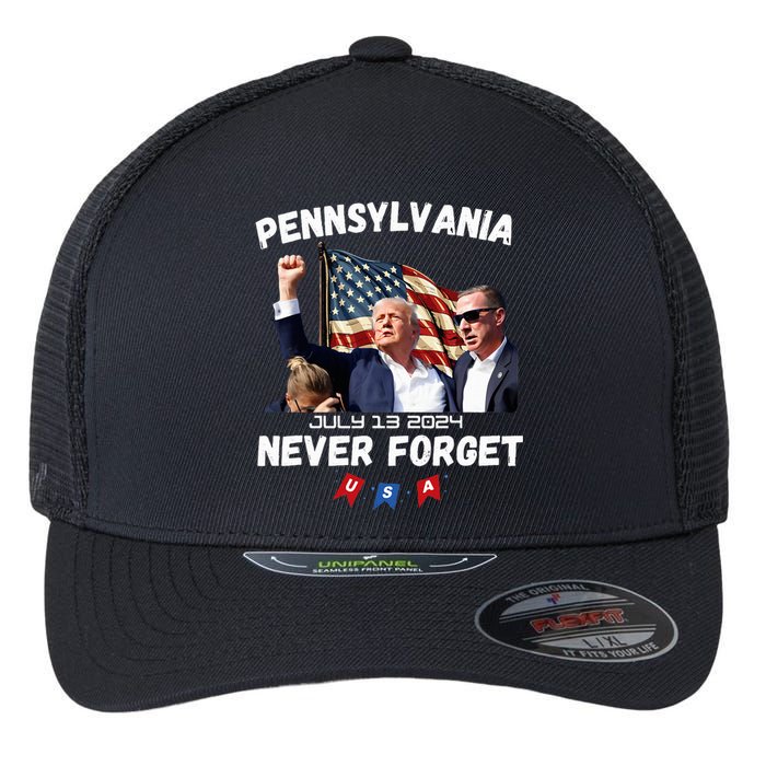 Donald Trump Butler Pennsylvania Never Forget Flexfit Unipanel Trucker Cap