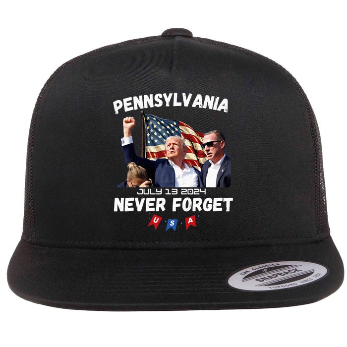 Donald Trump Butler Pennsylvania Never Forget Flat Bill Trucker Hat