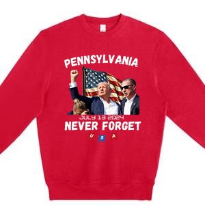 Donald Trump Butler Pennsylvania Never Forget Premium Crewneck Sweatshirt