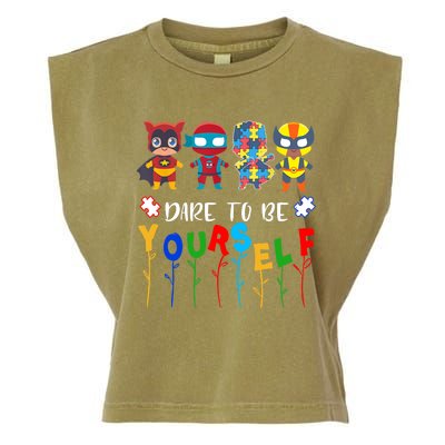 Dare to be yourself Autism Awareness Superheroes Garment-Dyed Women's Muscle Tee