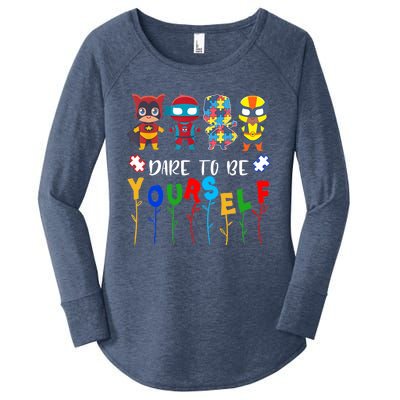 Dare to be yourself Autism Awareness Superheroes Women's Perfect Tri Tunic Long Sleeve Shirt