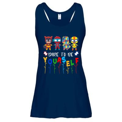 Dare to be yourself Autism Awareness Superheroes Ladies Essential Flowy Tank