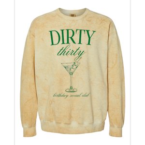 Dirty Thirty Birthday Social Club Retro Green Martini Colorblast Crewneck Sweatshirt