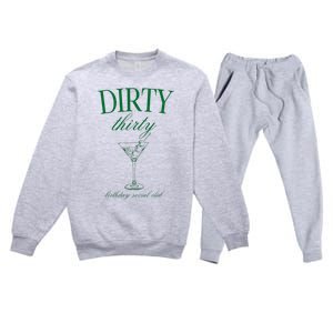 Dirty Thirty Birthday Social Club Retro Green Martini Premium Crewneck Sweatsuit Set