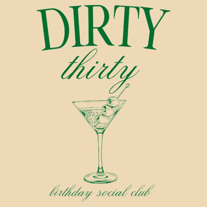 Dirty Thirty Birthday Social Club Retro Green Martini Drawstring Bag