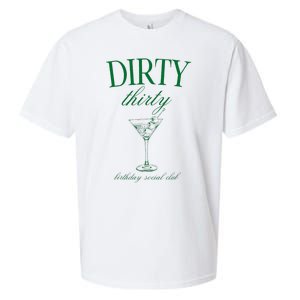 Dirty Thirty Birthday Social Club Retro Green Martini Sueded Cloud Jersey T-Shirt