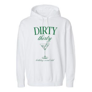 Dirty Thirty Birthday Social Club Retro Green Martini Garment-Dyed Fleece Hoodie