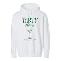 Dirty Thirty Birthday Social Club Retro Green Martini Garment-Dyed Fleece Hoodie