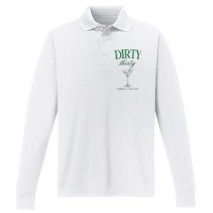 Dirty Thirty Birthday Social Club Retro Green Martini Performance Long Sleeve Polo