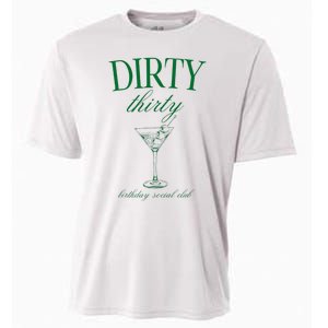 Dirty Thirty Birthday Social Club Retro Green Martini Cooling Performance Crew T-Shirt