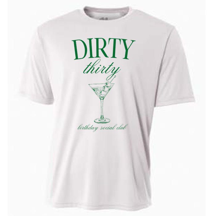 Dirty Thirty Birthday Social Club Retro Green Martini Cooling Performance Crew T-Shirt