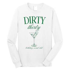 Dirty Thirty Birthday Social Club Retro Green Martini Long Sleeve Shirt