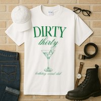 Dirty Thirty Birthday Social Club Retro Green Martini Tall T-Shirt