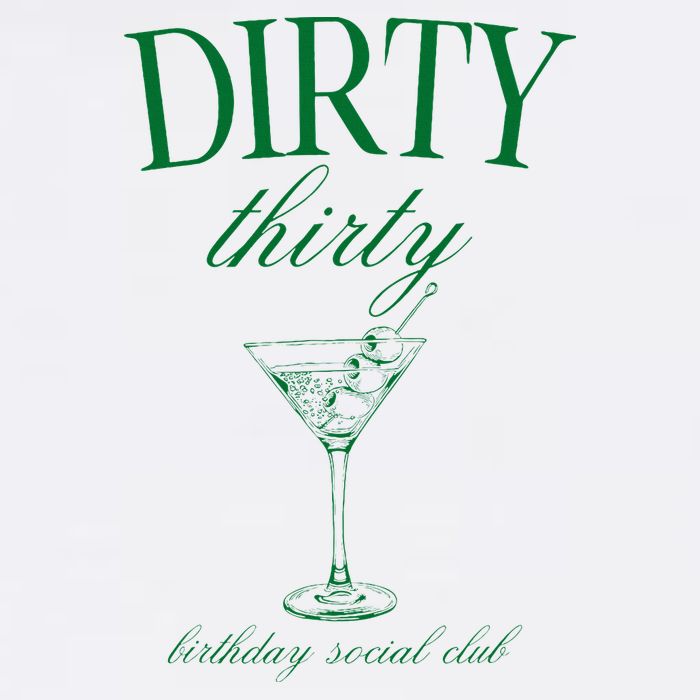 Dirty Thirty Birthday Social Club Retro Green Martini Tall T-Shirt