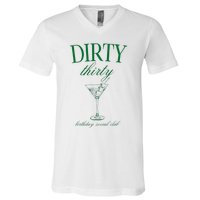 Dirty Thirty Birthday Social Club Retro Green Martini V-Neck T-Shirt