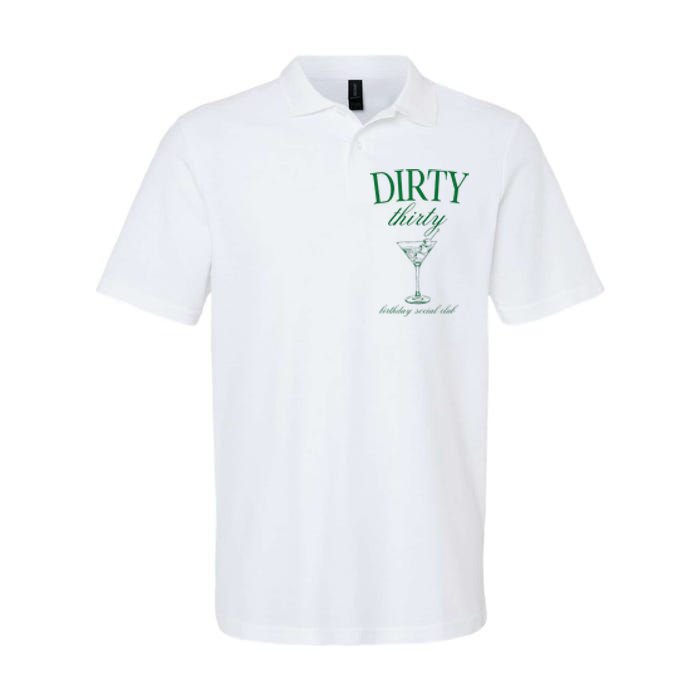 Dirty Thirty Birthday Social Club Retro Green Martini Softstyle Adult Sport Polo