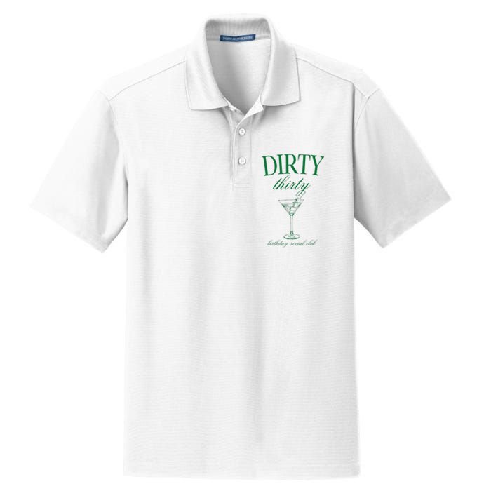 Dirty Thirty Birthday Social Club Retro Green Martini Dry Zone Grid Polo