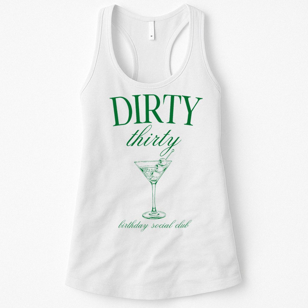 Dirty Thirty Birthday Social Club Retro Green Martini Womens Tank Top