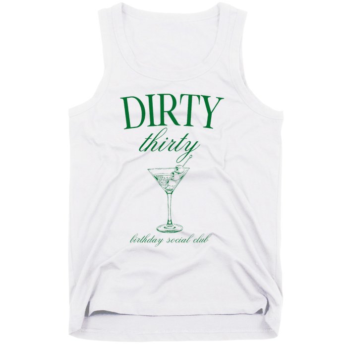 Dirty Thirty Birthday Social Club Retro Green Martini Tank Top