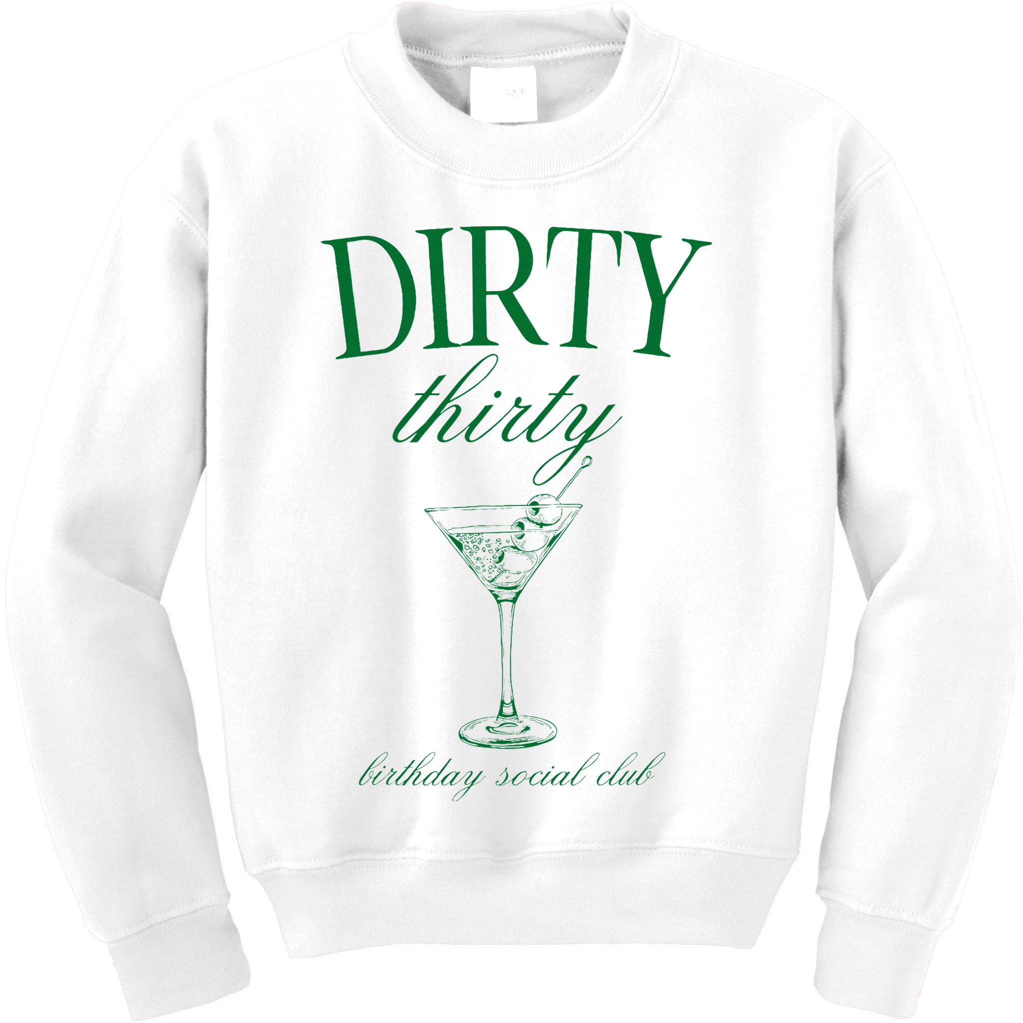 Dirty Thirty Birthday Social Club Retro Green Martini Kids Sweatshirt