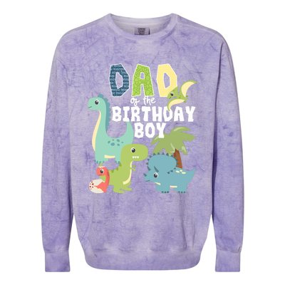 Dinosaurs Theme Birthday Dad Of The Birthday Boy Dinosaur Colorblast Crewneck Sweatshirt