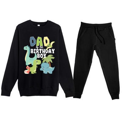 Dinosaurs Theme Birthday Dad Of The Birthday Boy Dinosaur Premium Crewneck Sweatsuit Set