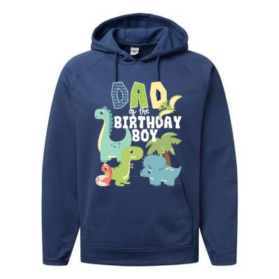 Dinosaurs Theme Birthday Dad Of The Birthday Boy Dinosaur Performance Fleece Hoodie