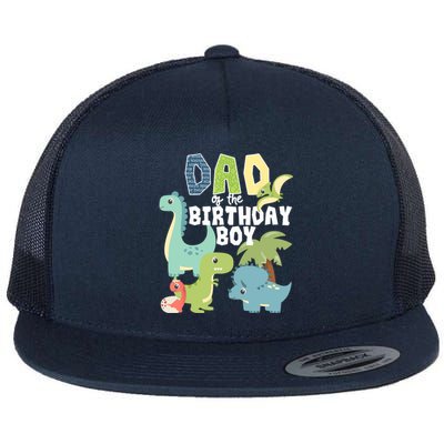 Dinosaurs Theme Birthday Dad Of The Birthday Boy Dinosaur Flat Bill Trucker Hat