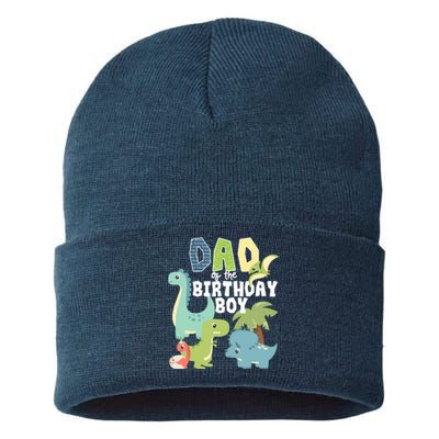 Dinosaurs Theme Birthday Dad Of The Birthday Boy Dinosaur Sustainable Knit Beanie