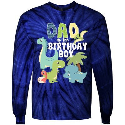 Dinosaurs Theme Birthday Dad Of The Birthday Boy Dinosaur Tie-Dye Long Sleeve Shirt