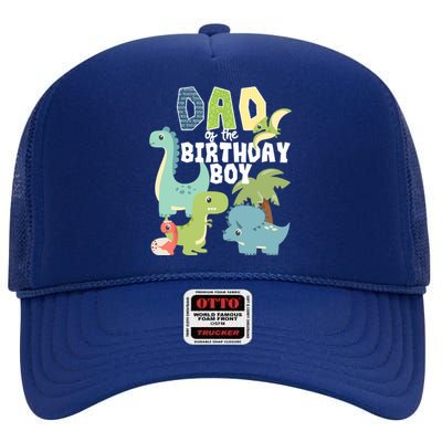 Dinosaurs Theme Birthday Dad Of The Birthday Boy Dinosaur High Crown Mesh Back Trucker Hat