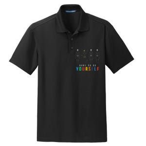 Dare To Be Yourself Autism Awareness Dabbing Skeleton Dry Zone Grid Polo