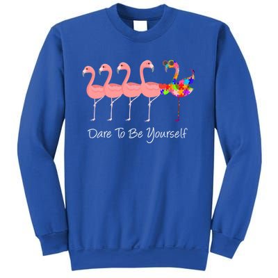 Dare To Be Yours Autism Awareness Pink Flamingo Gift Sweatshirt