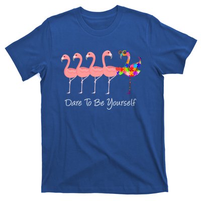 Dare To Be Yours Autism Awareness Pink Flamingo Gift T-Shirt