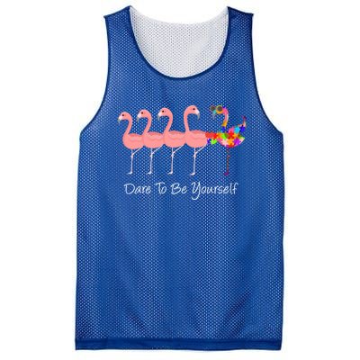 Dare To Be Yours Autism Awareness Pink Flamingo Gift Mesh Reversible Basketball Jersey Tank