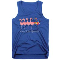 Dare To Be Yours Autism Awareness Pink Flamingo Gift Tank Top