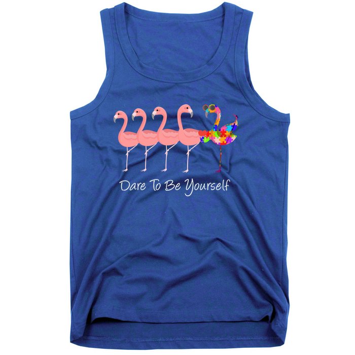 Dare To Be Yours Autism Awareness Pink Flamingo Gift Tank Top