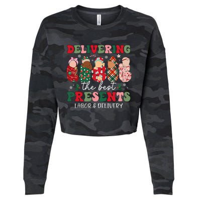 Delivering The Best Presents Labor Delivery Nurse Christmas Cropped Pullover Crew