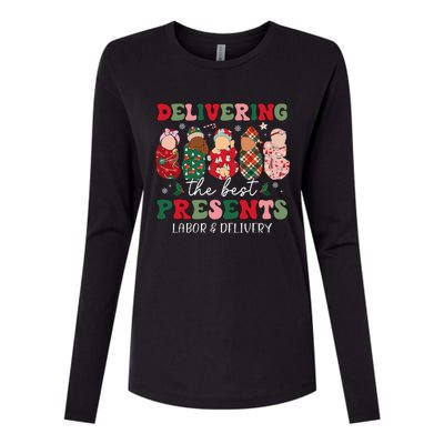 Delivering The Best Presents Labor Delivery Nurse Christmas Womens Cotton Relaxed Long Sleeve T-Shirt