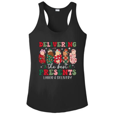 Delivering The Best Presents Labor Delivery Nurse Christmas Ladies PosiCharge Competitor Racerback Tank