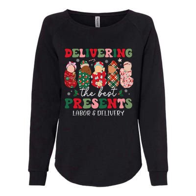 Delivering The Best Presents Labor Delivery Nurse Christmas Womens California Wash Sweatshirt