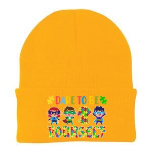 Dare To Be Yours Autism Awareness Superheroes Gift Knit Cap Winter Beanie