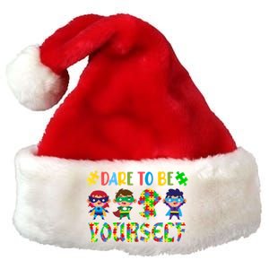 Dare To Be Yours Autism Awareness Superheroes Gift Premium Christmas Santa Hat