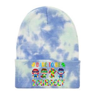 Dare To Be Yours Autism Awareness Superheroes Gift Tie Dye 12in Knit Beanie